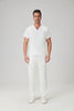 JelriSoFit Classic Medical Uniforms - Men's White, Straight Leg Trouser Set