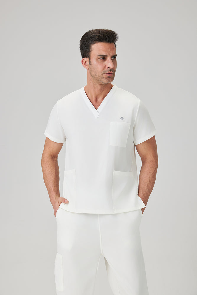 JelriSoFit Classic Uniformes Médicos - Hombre Blanco, Conjunto de pantalón recto