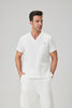 JelriSoFit Classic Medical Uniforms - Men's White, Straight Leg Trouser Set