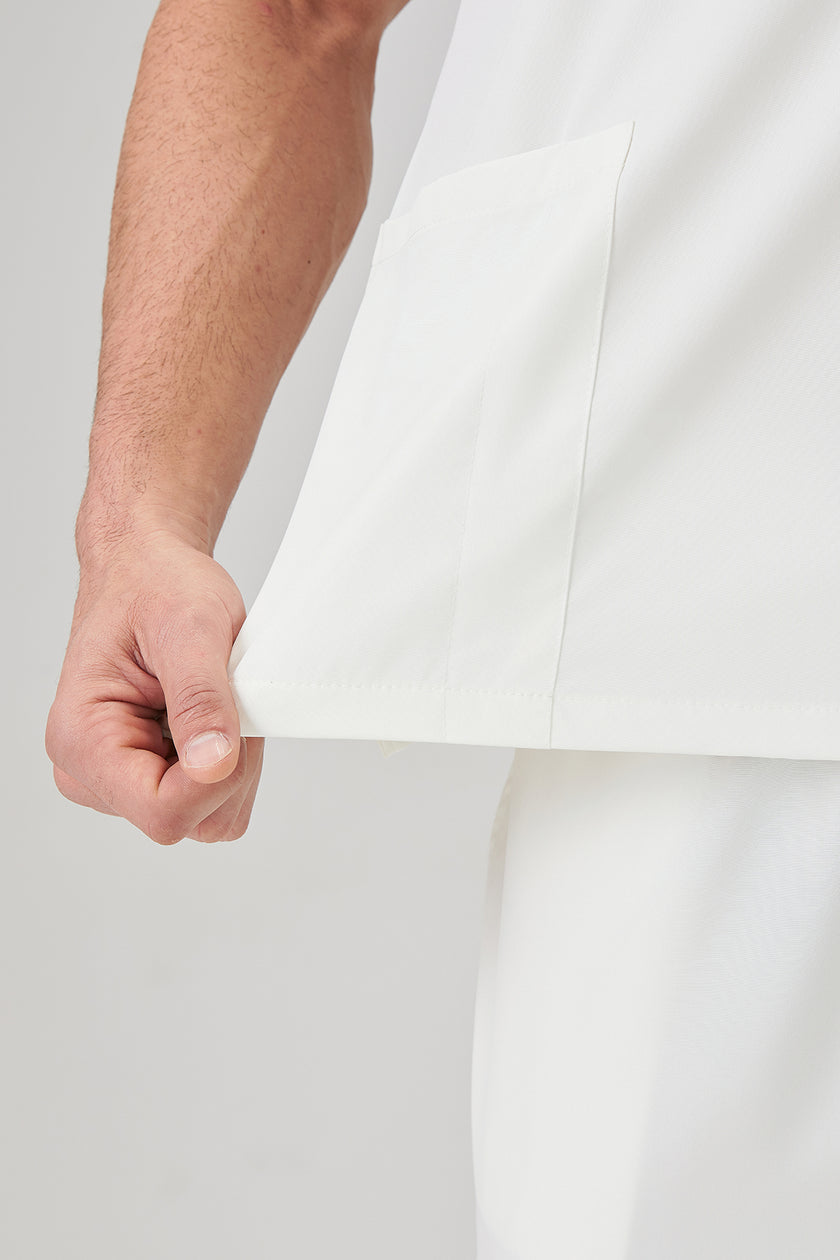 JelriSoFit Classic Medical Uniforms - Men's White, Straight Leg Trouser Set