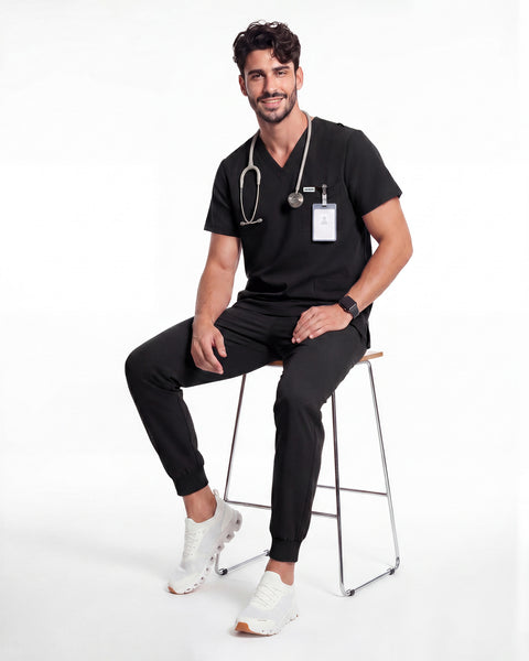 JelriSoFit Free Pijama Quirúrgica – Hombres Negro, Comodidad deportiva