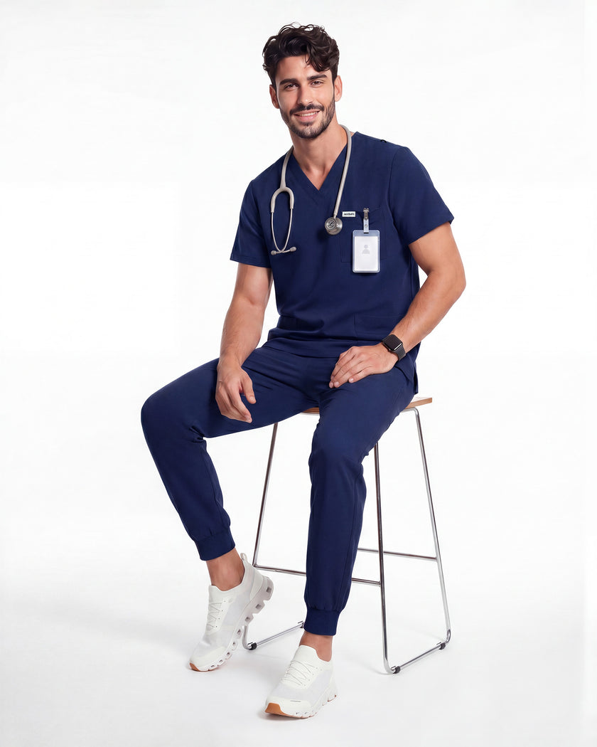 JelriSoFit Free Uniformes Médicos – Hombres Azul Marino, mantiene una apariencia ordenada