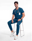 JelriSoFit Free Uniformes Médicos – Hombres Azure Blue, Cintura elástica