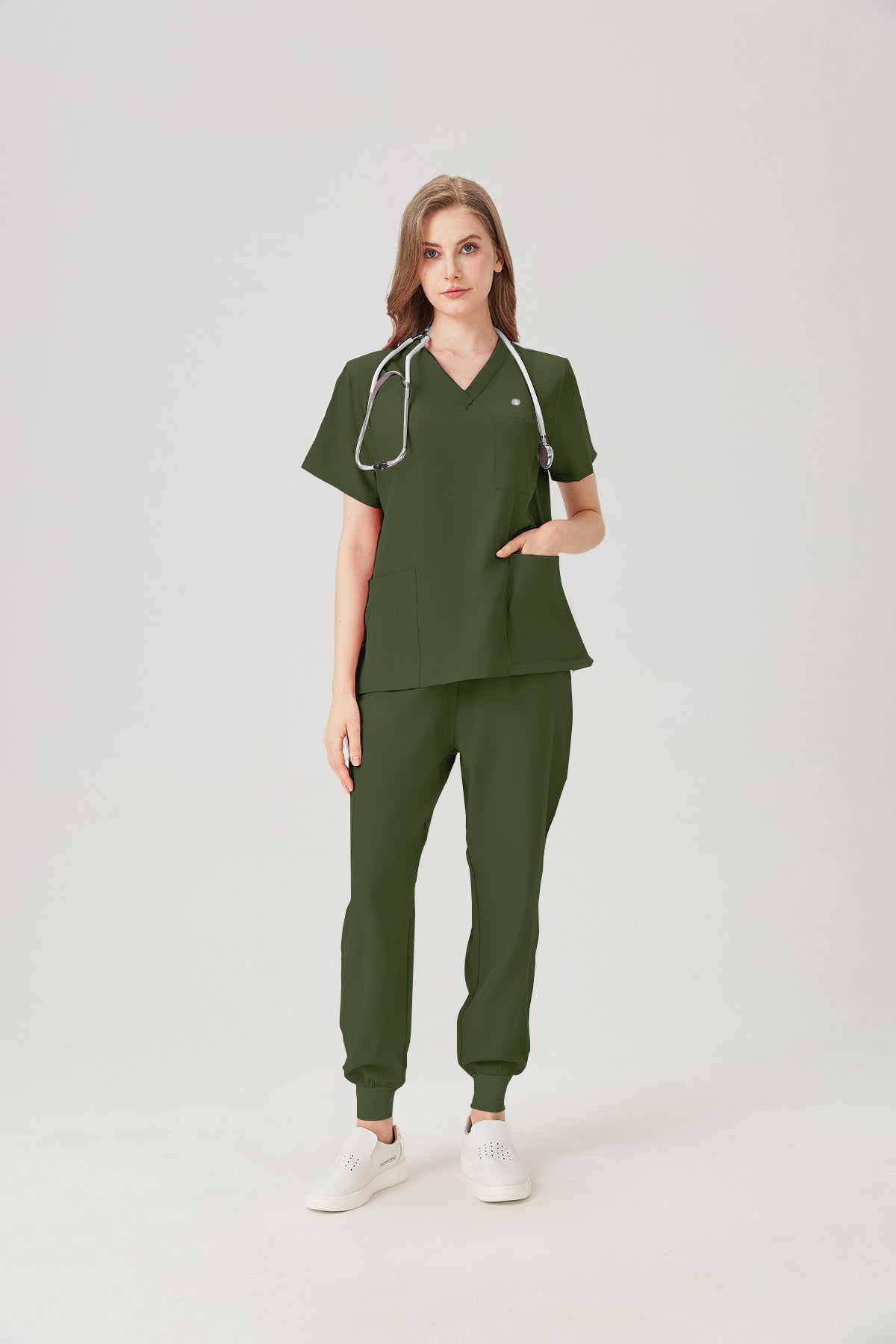 JelriSoFit Classic Uniformes de Trabajo - Mujer Verde Musgo, Fácil de limpiar