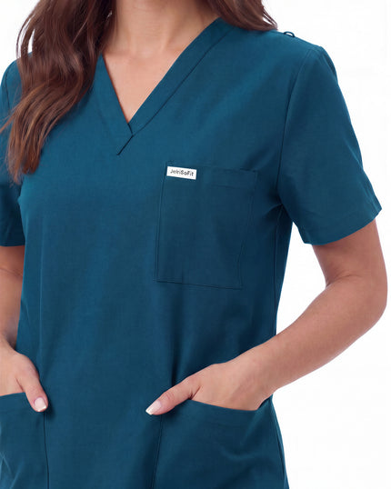JelriSoFit Free Uniformes Médicos – Mujer Azure Blue, Bolsillos amplios