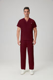 JelriSoFit Classic Medical Uniforms - Men's White, Straight Leg Trouser Set