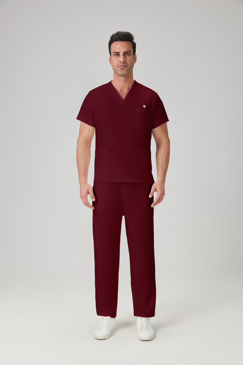 JelriSoFit Classic Medical Uniforms - Men's White, Straight Leg Trouser Set