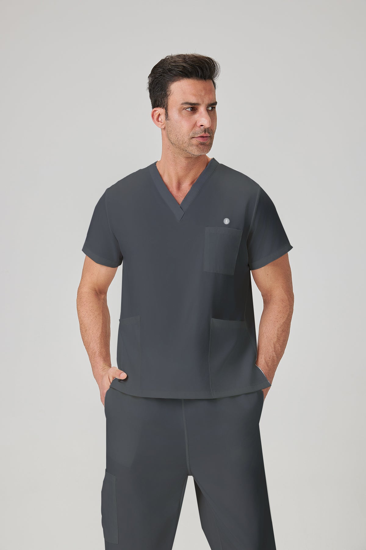 JelriSoFit Classic Uniformes Médicos - Hombre Gris Carbon, Ligero y elástico