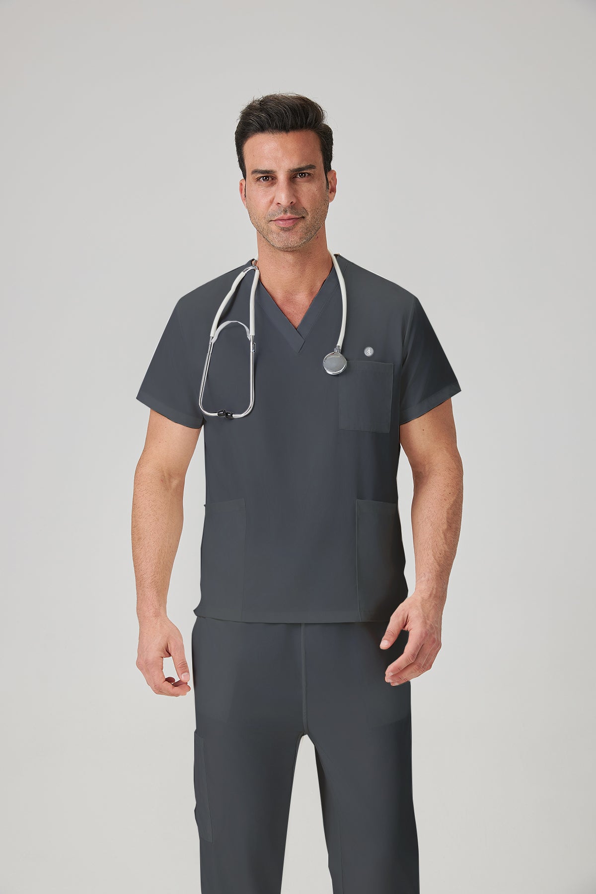 JelriSoFit Classic Uniformes Médicos - Hombre Gris Carbon, Ligero y elástico