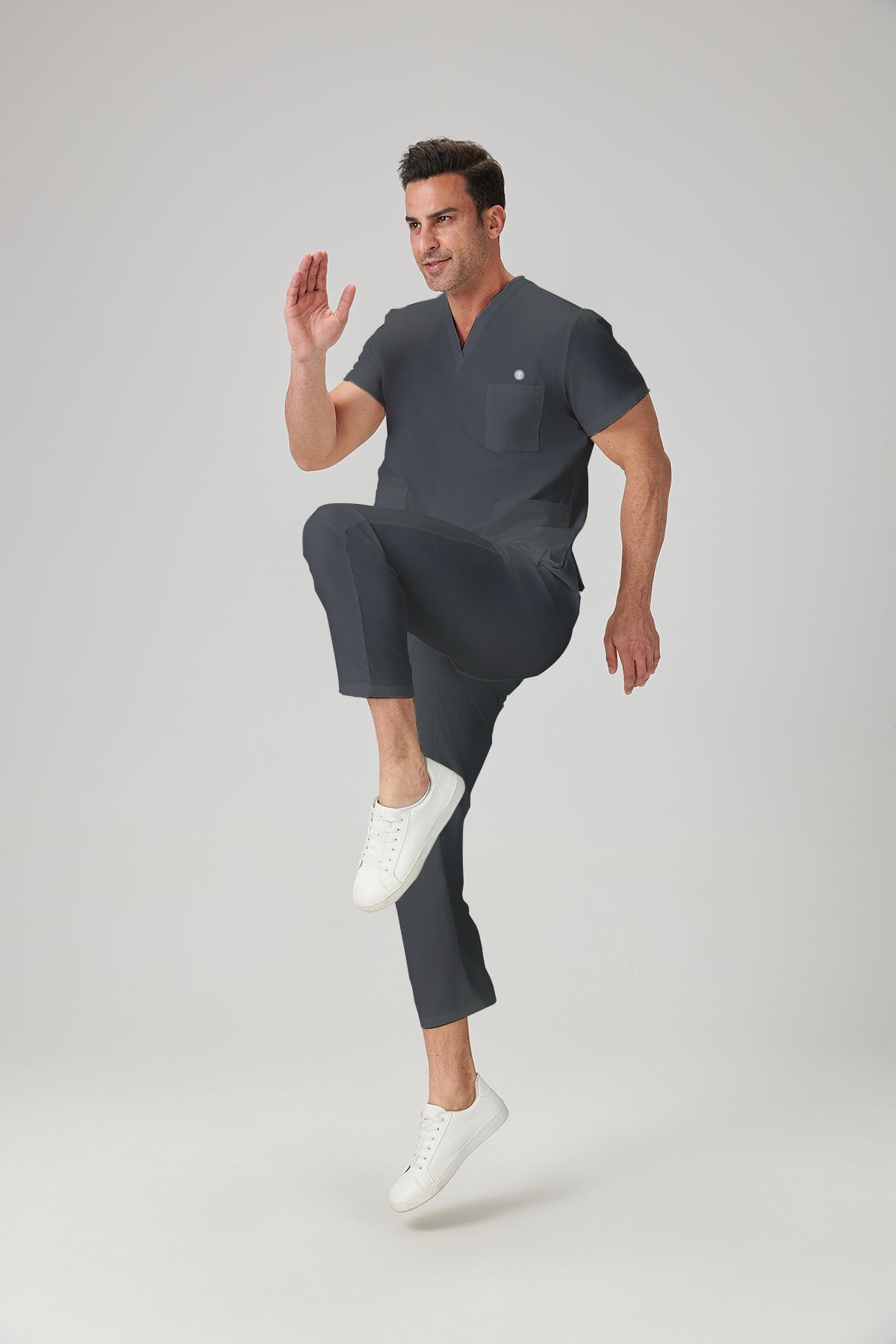 JelriSoFit Classic Uniformes Médicos - Hombre Gris Carbon, Ligero y elástico