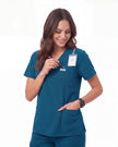 JelriSoFit Free Uniformes Médicos – Mujer Azure Blue, Bolsillos amplios