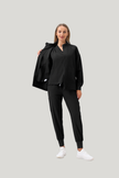 Uniforme médico quirúrgico 3 piezas negro para mujer-Chaqueta con cremallera