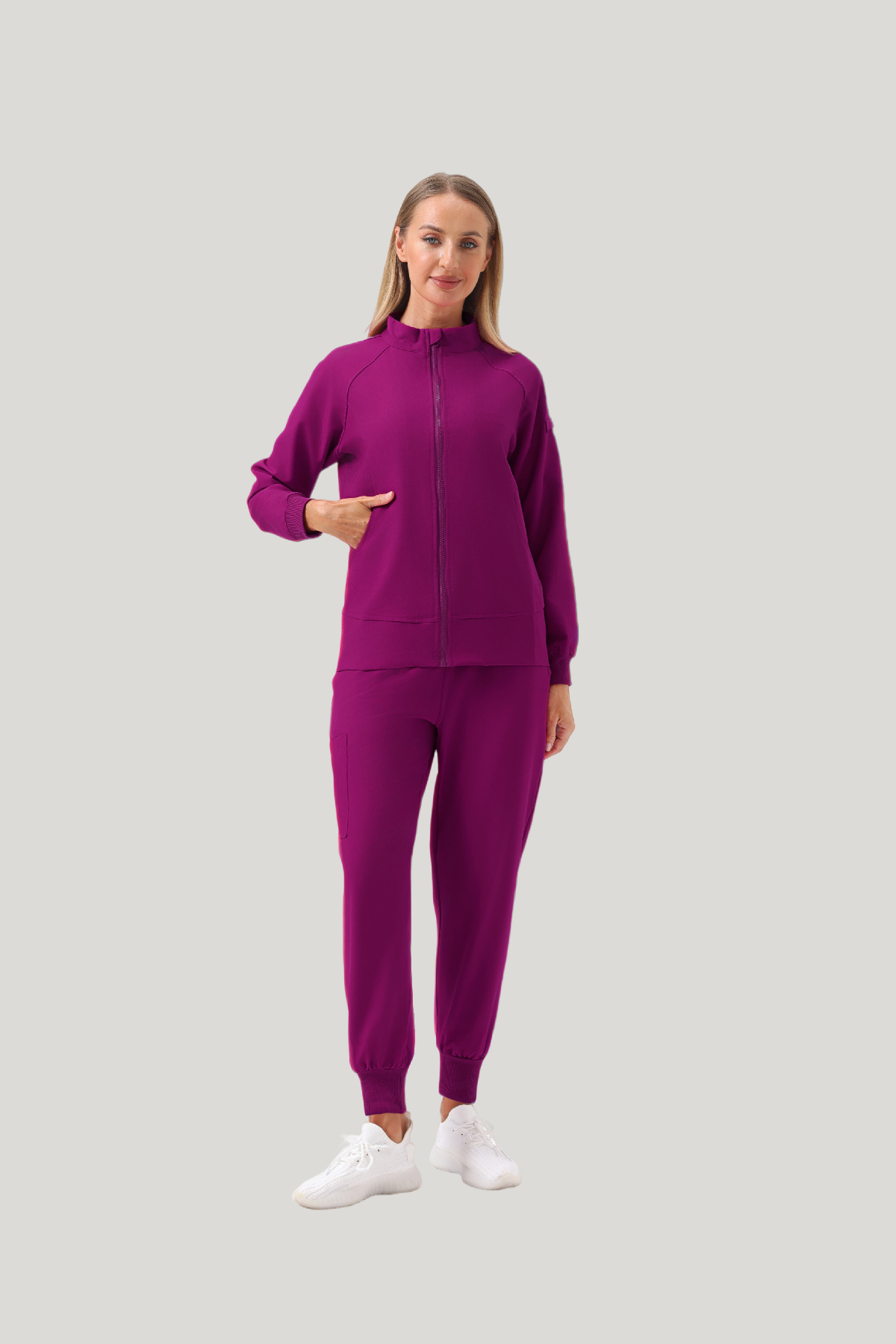 Uniforme médico quirúrgico 3 piezas Bugambilia para mujer-El abrigo tiene dos bolsillos