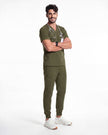 JelriSoFit Free Uniformes de Trabajo – Hombres Verde Musgo, Tejido resistente a salpicaduras leves