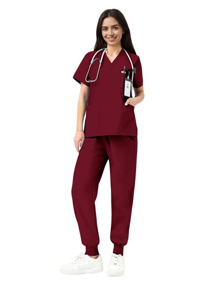 JelriSoFit Classic Medical Uniforms – Women’s Burgundy, Sporty Comfort