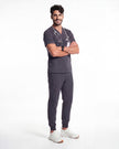 JelriSoFit Free Uniformes Quirúrgicos – Hombres Gris Carbon, Secado rápido y fresco