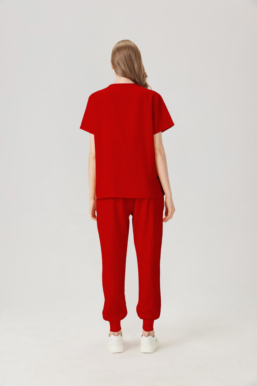 JelriSoFit Classic Pijama Quirúrgica - Mujer Granada Roja, Resistente e impermeable