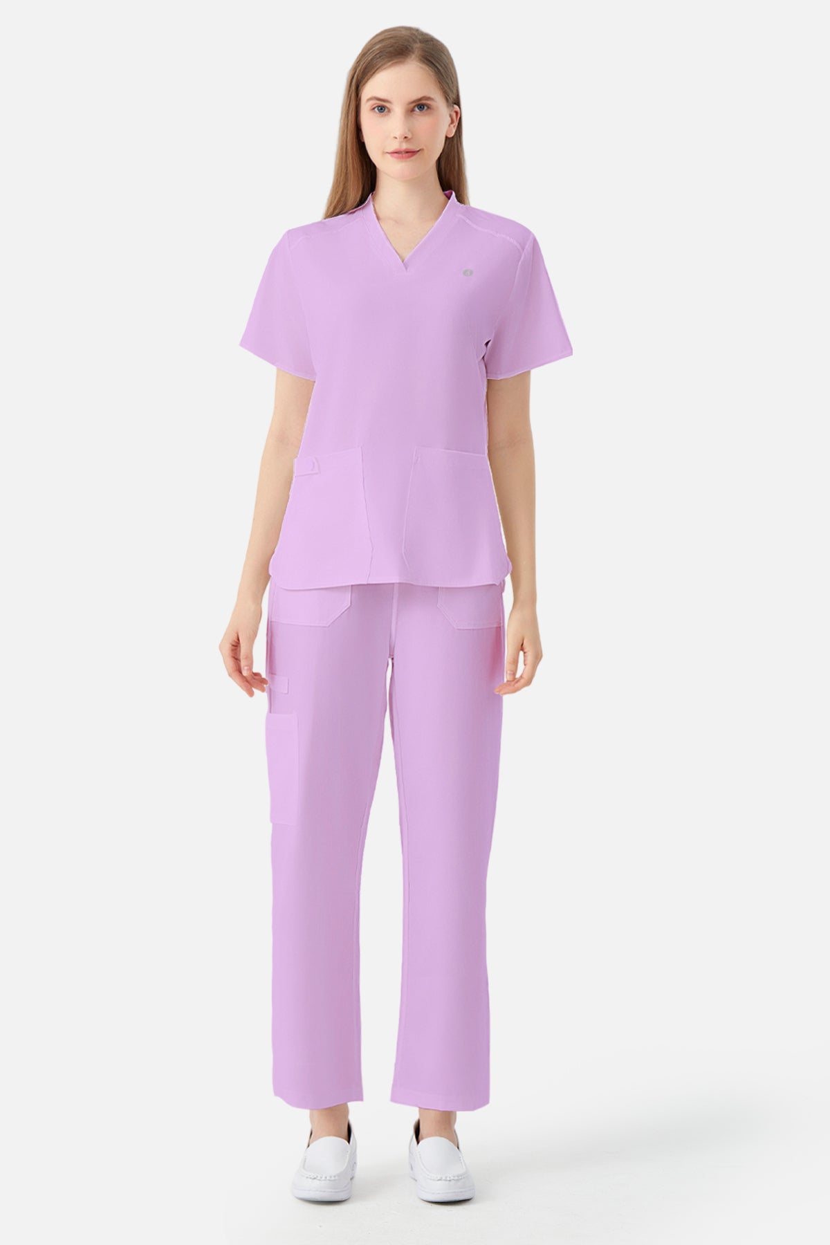 Bata quirúrgica de mujer morada, vista frontal