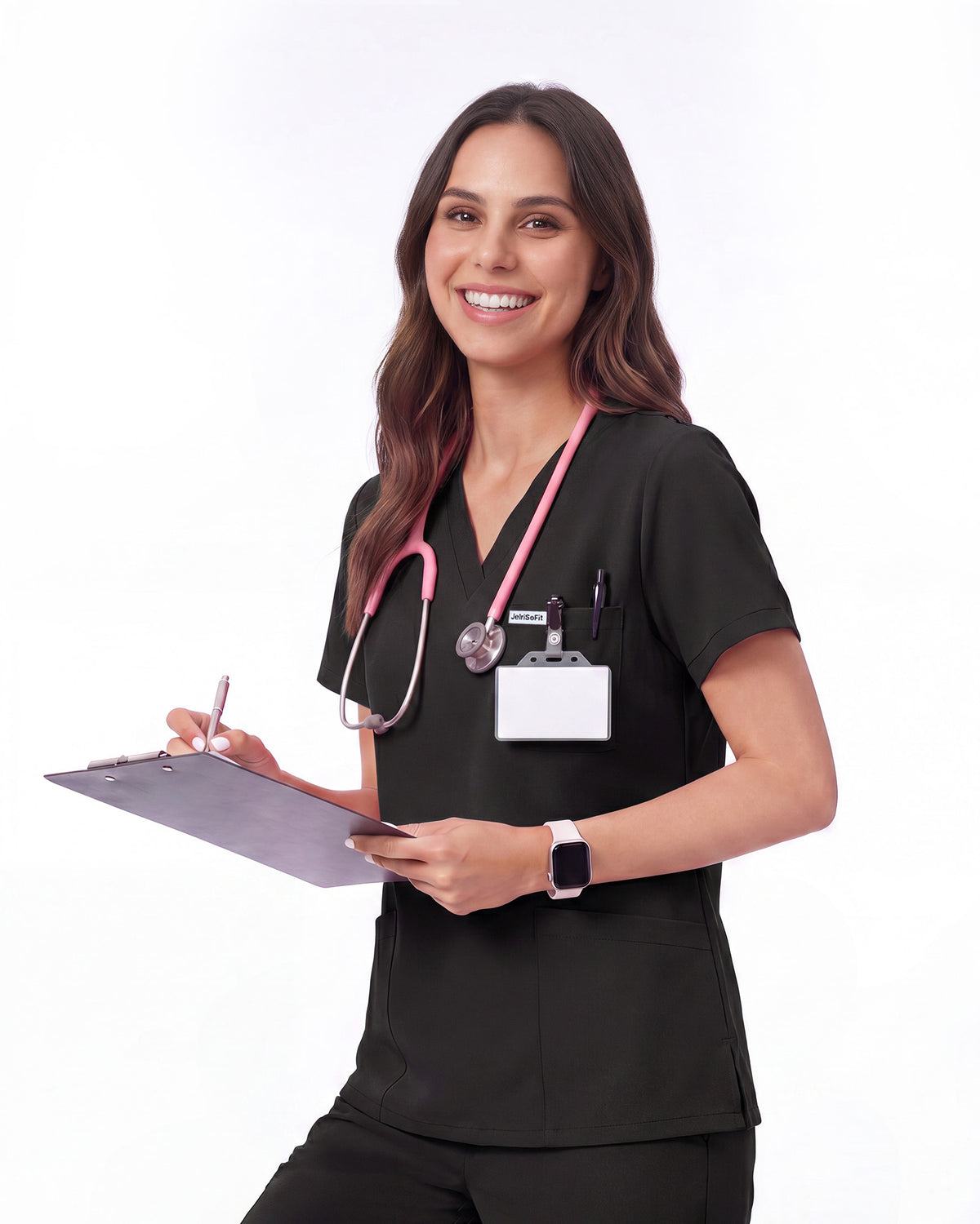 JelriSoFit Free Uniformes Quirúrgicos – Mujer Negro, Aberturas laterales
