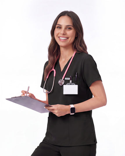 JelriSoFit Free Uniformes Quirúrgicos – Mujer Negro, Aberturas laterales