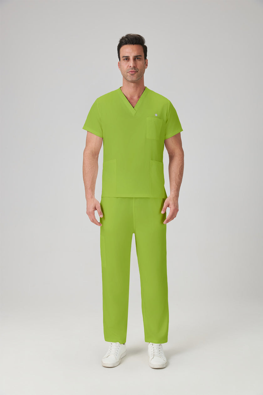 JelriSoFit Classic Uniformes Médicos - Hombre Verde Lima, Transpirable y moderno