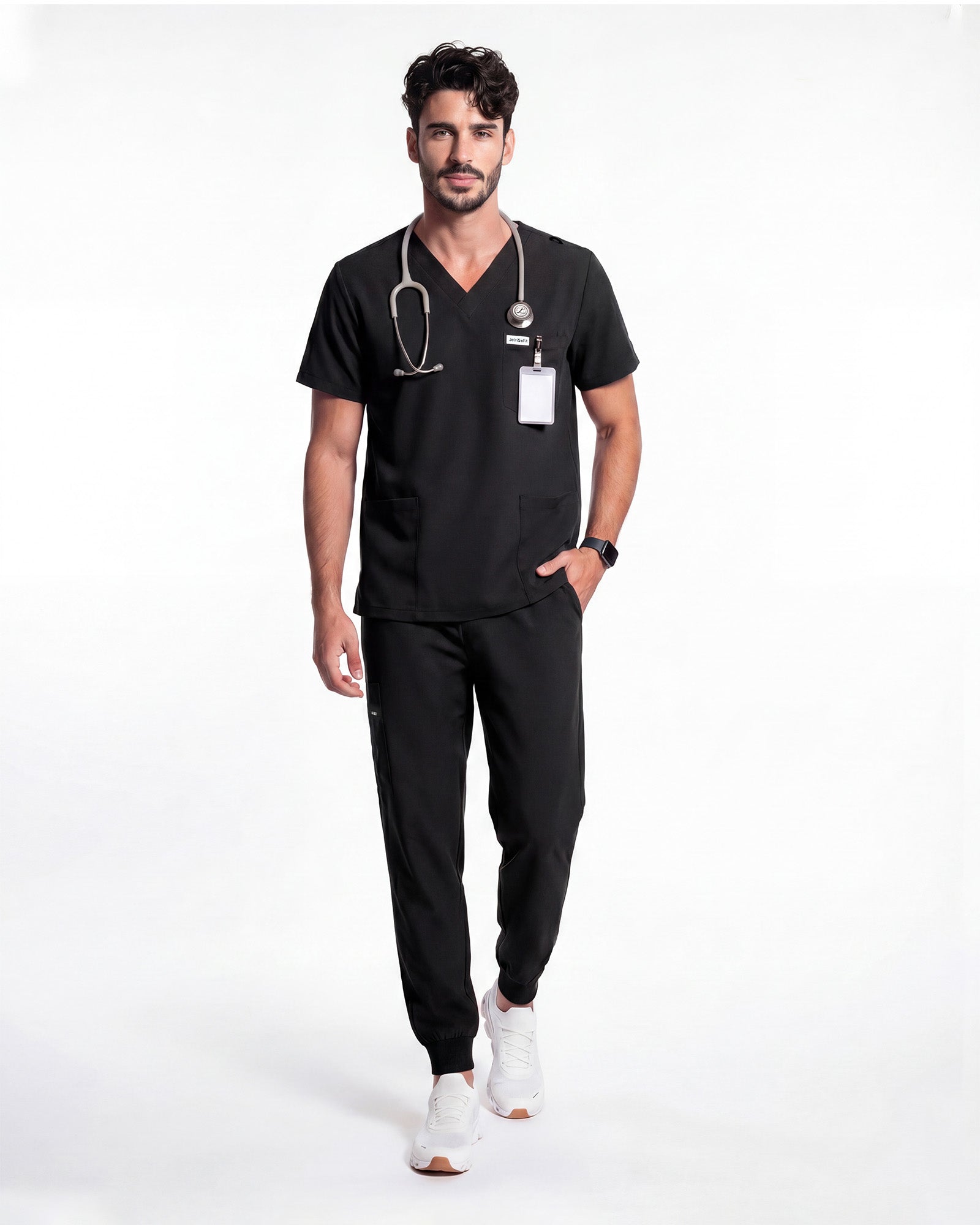 JelriSoFit Free Pijama Quirúrgica – Hombres Negro, Comodidad deportiva