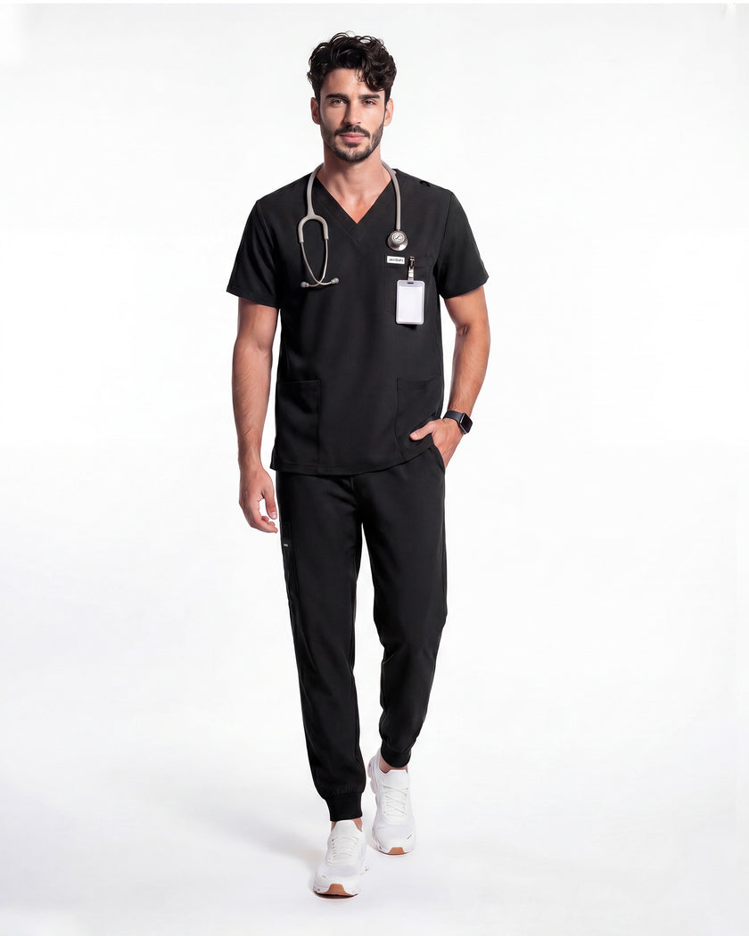 JelriSoFit Free Pijama Quirúrgica – Hombres Negro, Comodidad deportiva