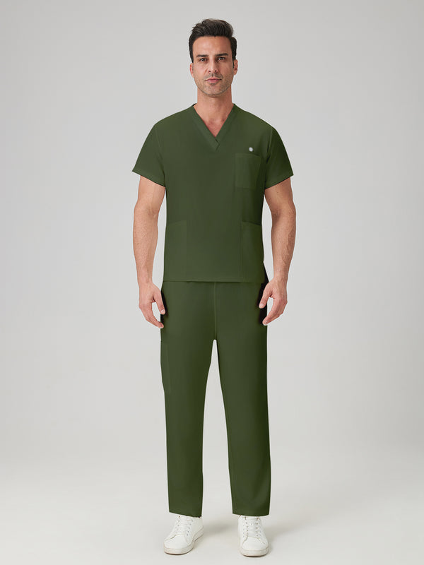 JelriSoFit Classic Uniformes Médicos - Hombre Verde Musgo, Resistente a las manchas