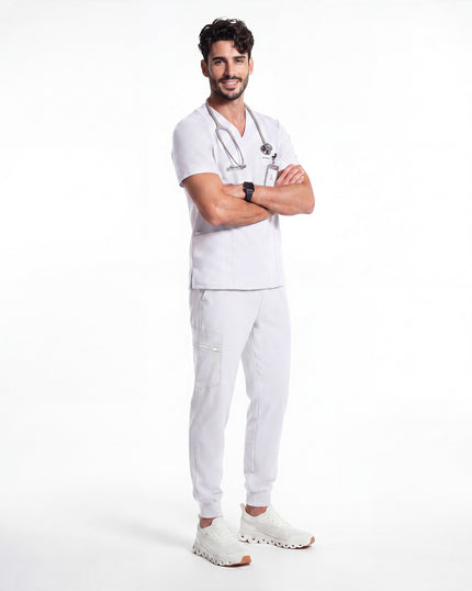JelriSoFit Free Pijama Quirúrgica – Hombres Blanco, Tejido mejorado