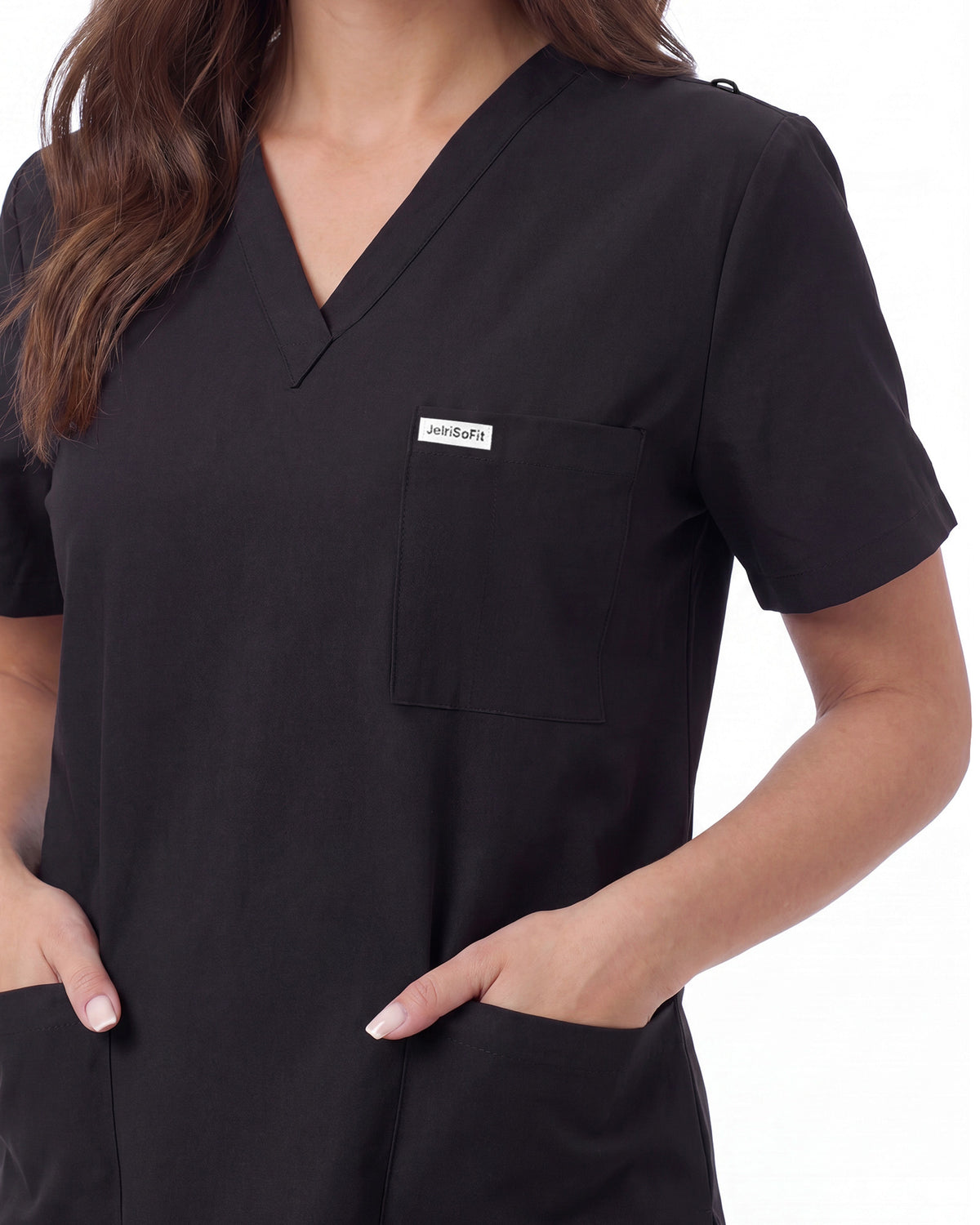 JelriSoFit Free Uniformes Quirúrgicos – Mujer Negro, Aberturas laterales