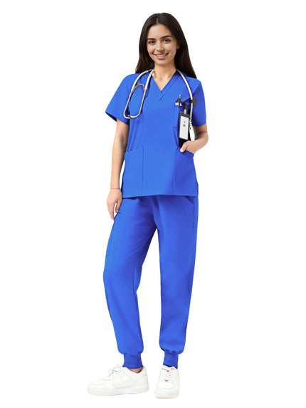 JelriSoFit Classic Medical Scrubs – Women’s Royal Blue, Jogger Scrub Set