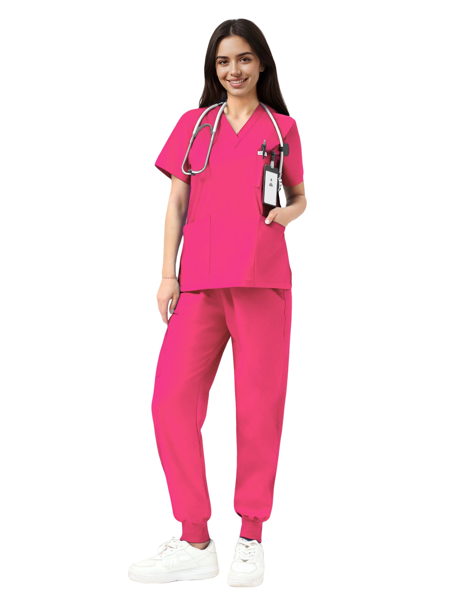 JelriSoFit Classic Nursing Scrubs – Women’s Hot Pink, Easy to care for and durable