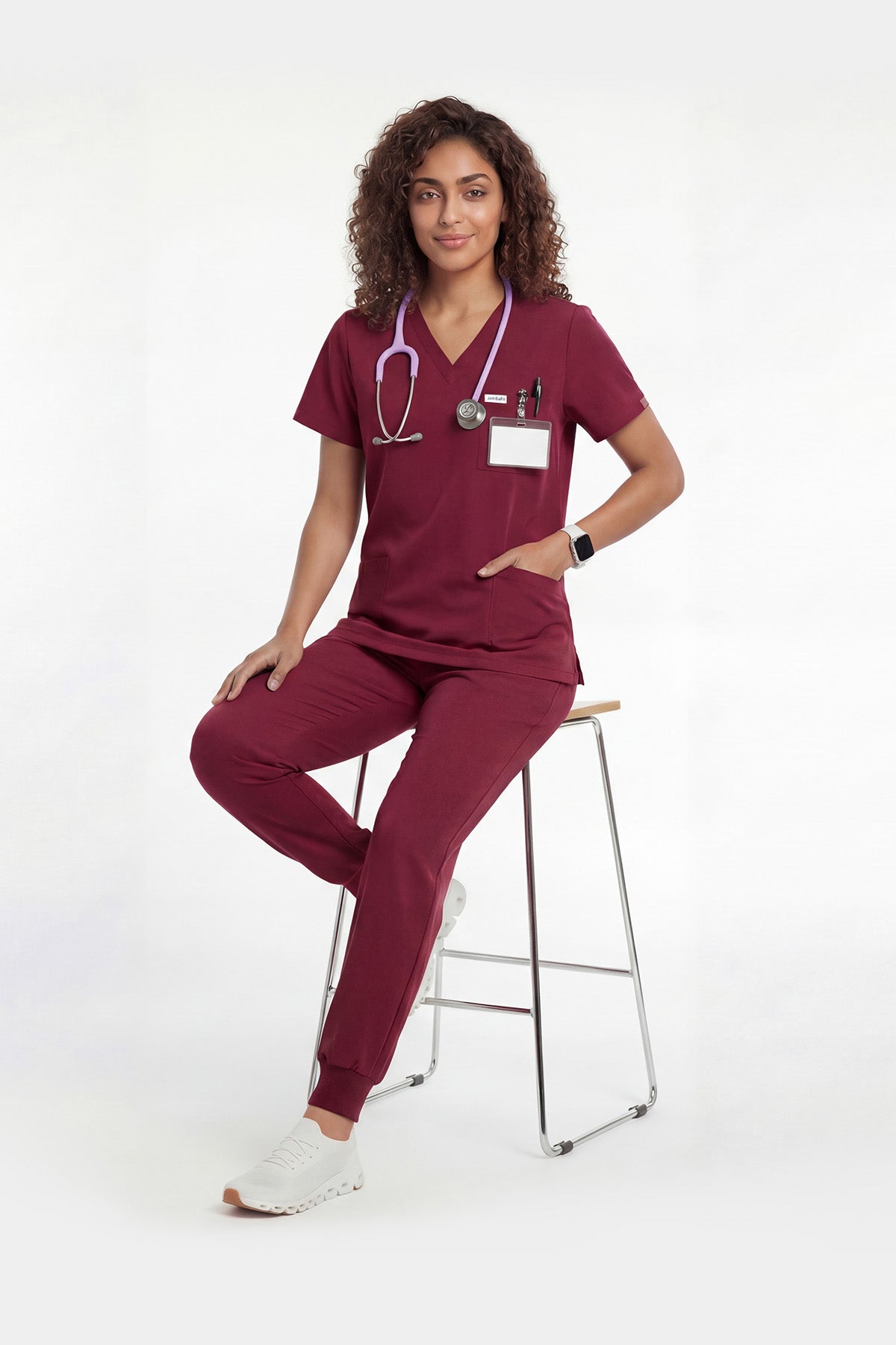 JelriSoFit Free Uniformes de Trabajo – Mujer Vino, Antiarrrugas