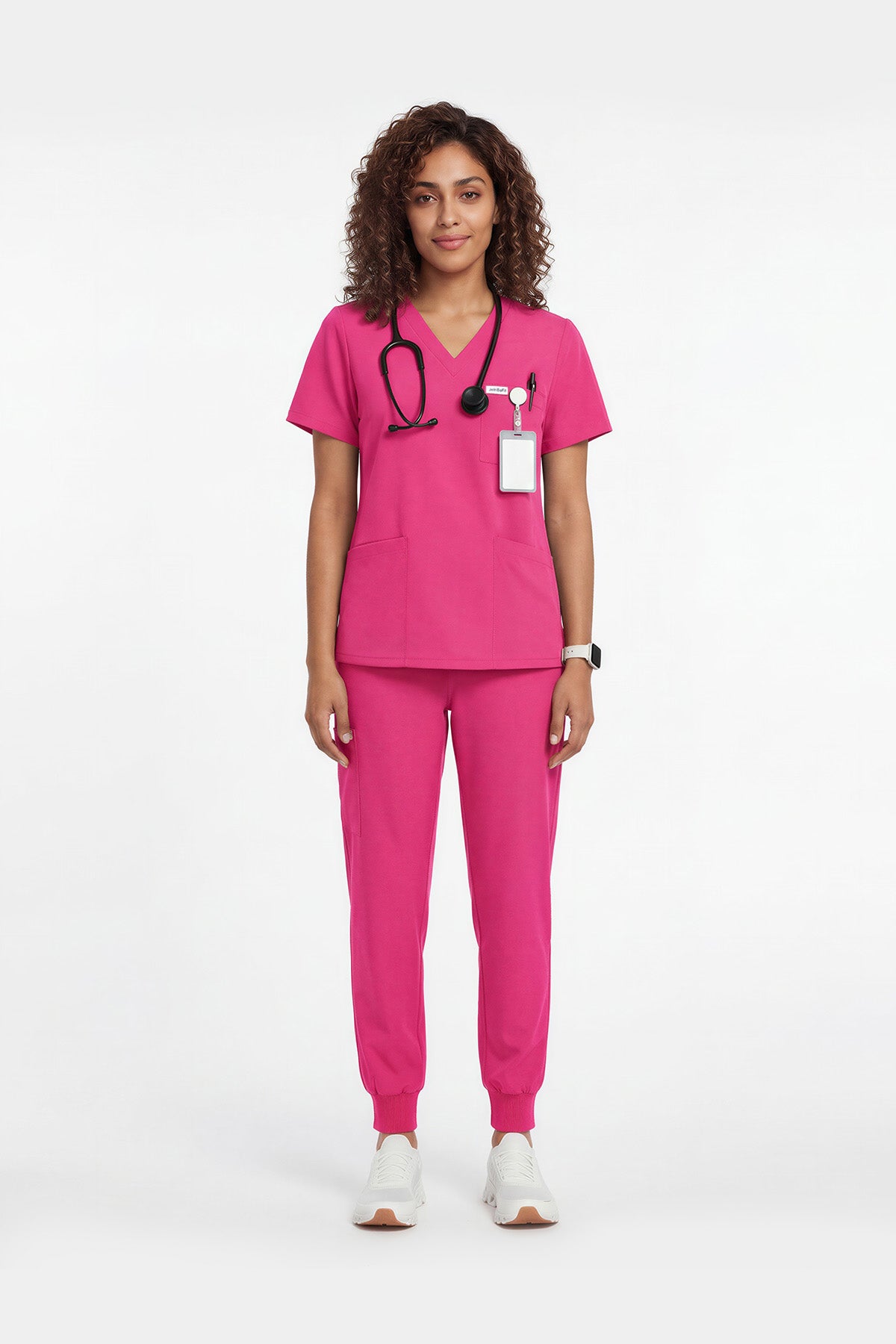 JelriSoFit Free Pijama Quirúrgica – Mujer Fucsia, Puños acanalados en tobillos