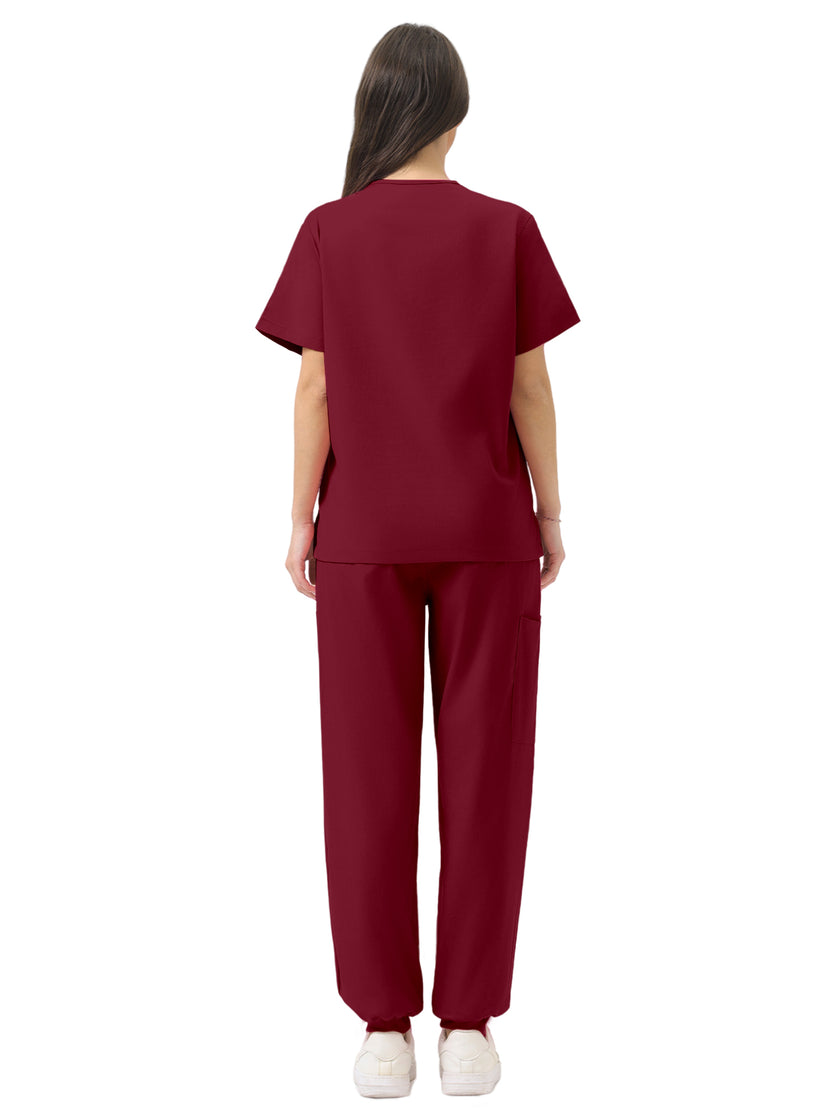 JelriSoFit Classic Medical Uniforms – Women’s Burgundy, Sporty Comfort