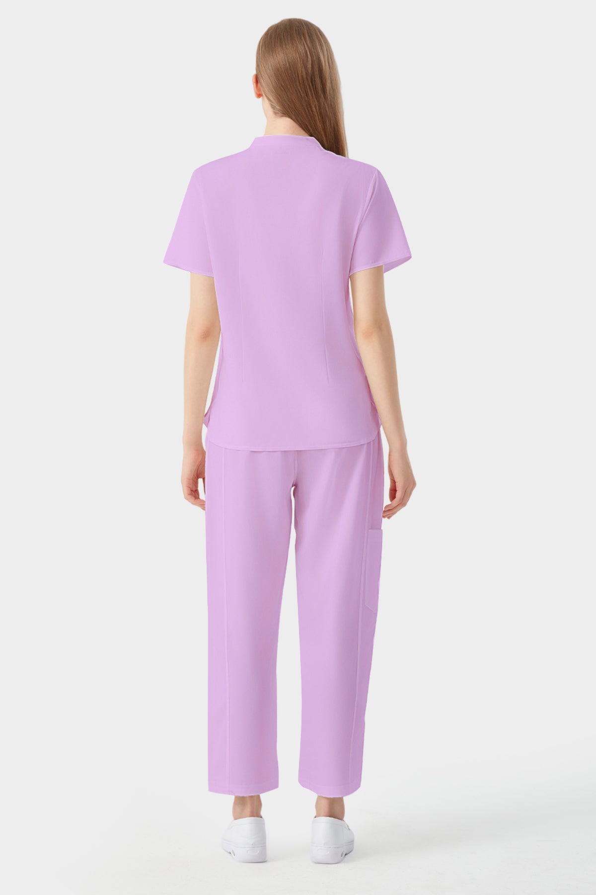 Bata quirúrgica de mujer morada, vista posterior