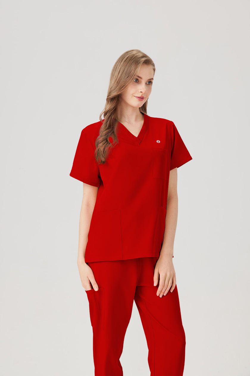 JelriSoFit Classic Pijama Quirúrgica - Mujer Granada Roja, Resistente e impermeable