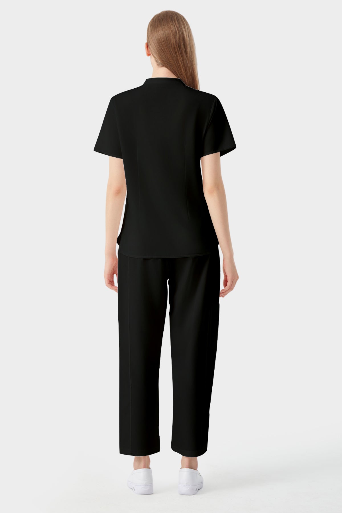 Uniforme médico femenino negro, vista posterior#color_Negro