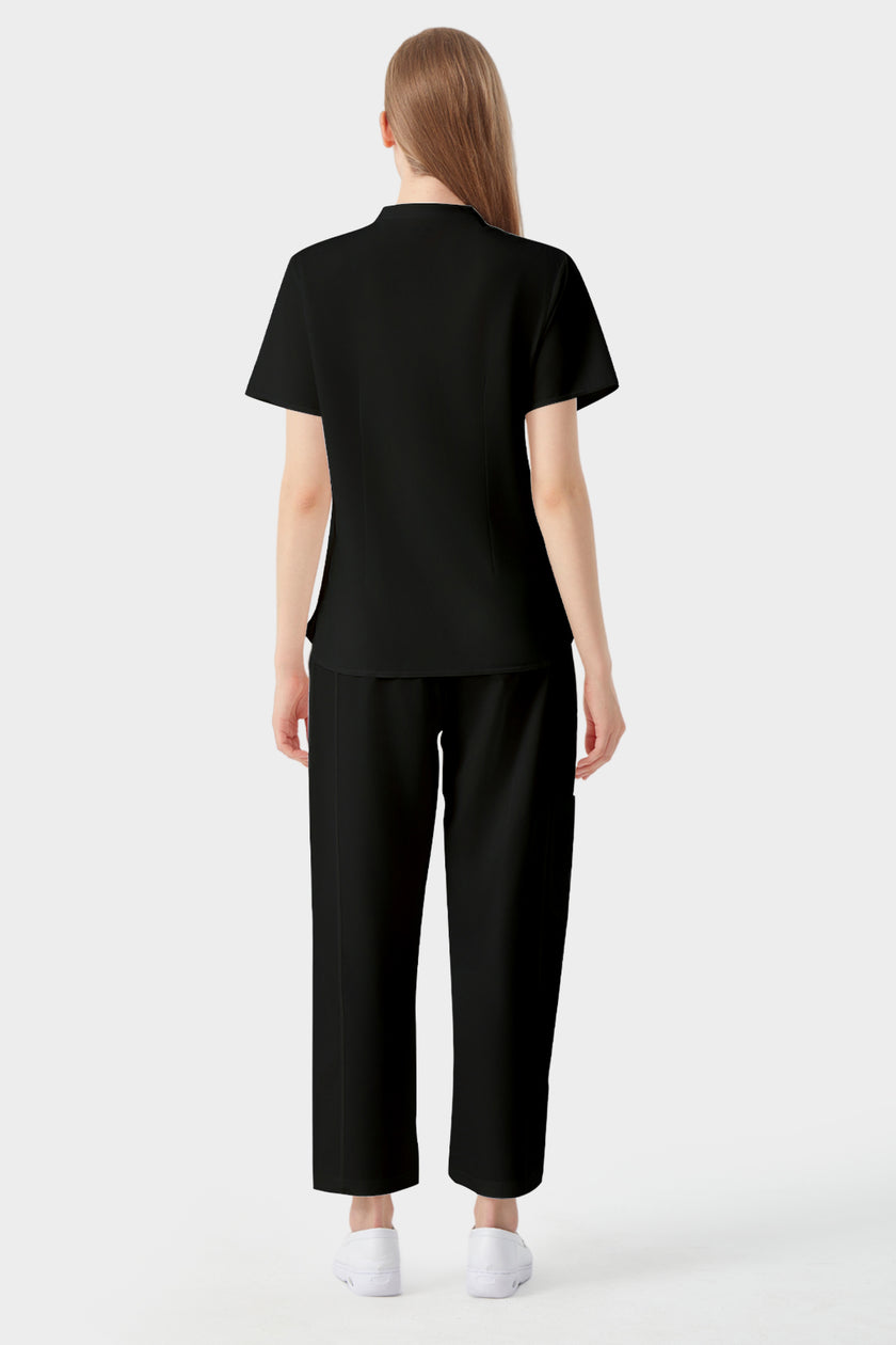 Uniforme médico femenino negro, vista posterior