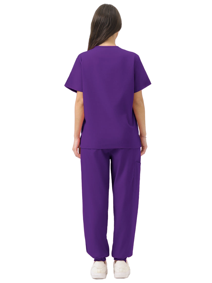 JelriSoFit Classic Nursing Scrubs – Women’s Dark Purple, Lightweight and Stretchy