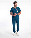 JelriSoFit Free Uniformes Médicos – Hombres Azure Blue, Cintura elástica