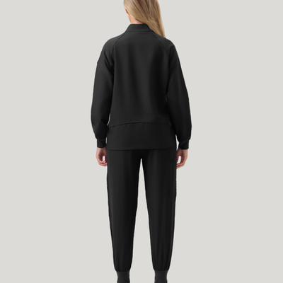 Uniforme médico quirúrgico 3 piezas negro para mujer-Vista posterior