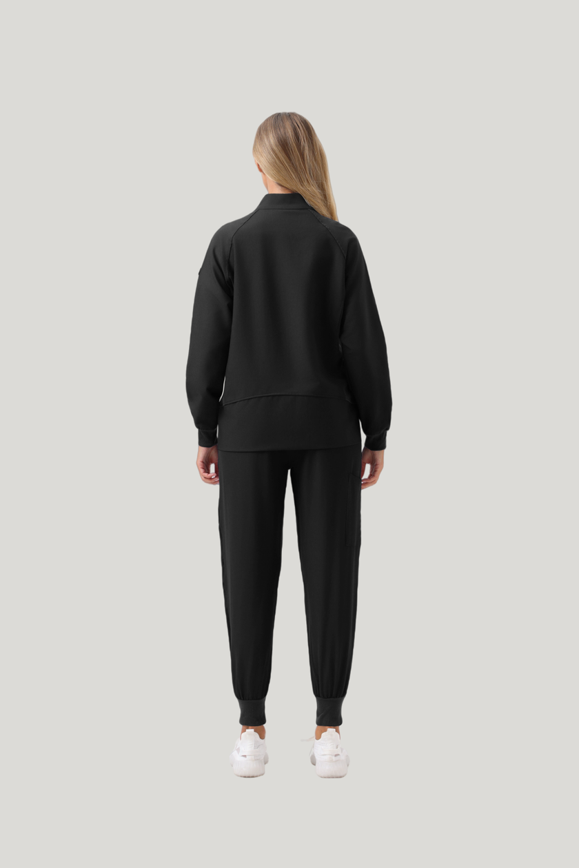 Uniforme médico quirúrgico 3 piezas negro para mujer-Vista posterior
