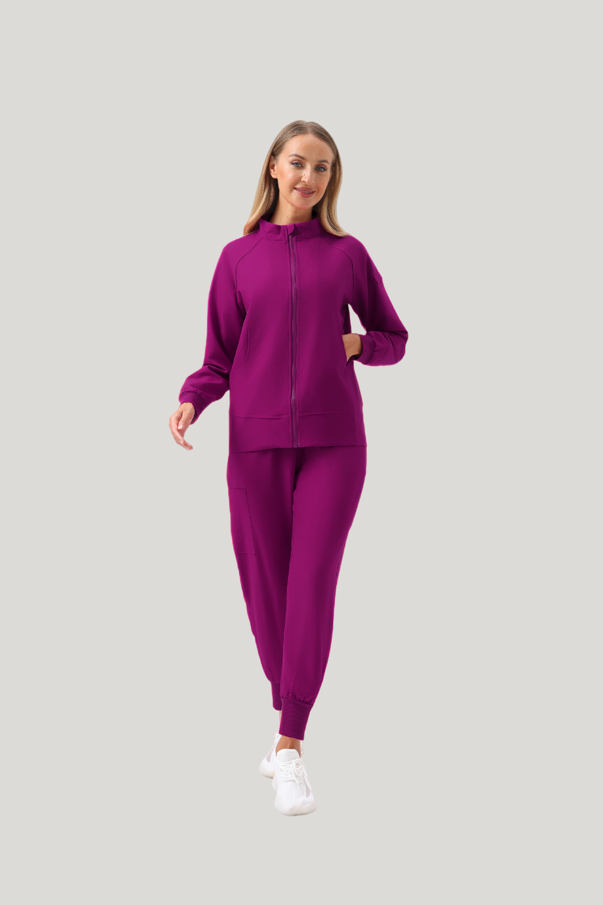 Uniforme médico quirúrgico 3 piezas  Bugambilia para mujer-El abrigo tiene dos bolsillos