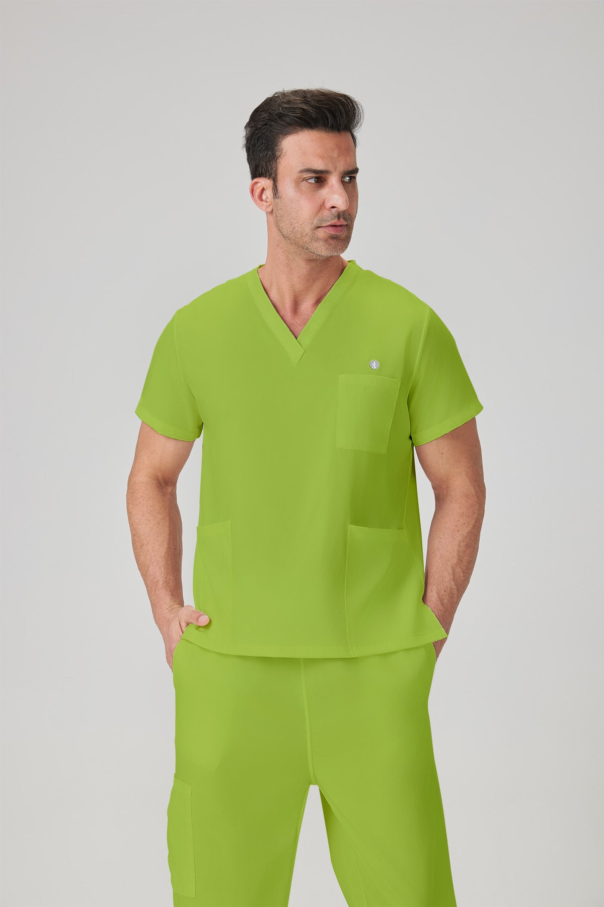 JelriSoFit Classic Uniformes Médicos - Hombre Verde Lima, Transpirable y moderno