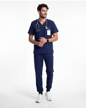 JelriSoFit Free Uniformes Médicos – Hombres Azul Marino, mantiene una apariencia ordenada