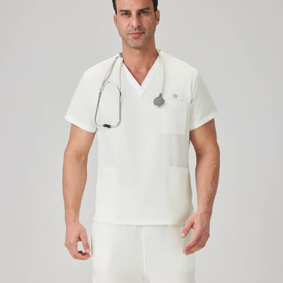Bata quirúrgica JelriSoFit® para hombre - Crema, imagen del modelo
