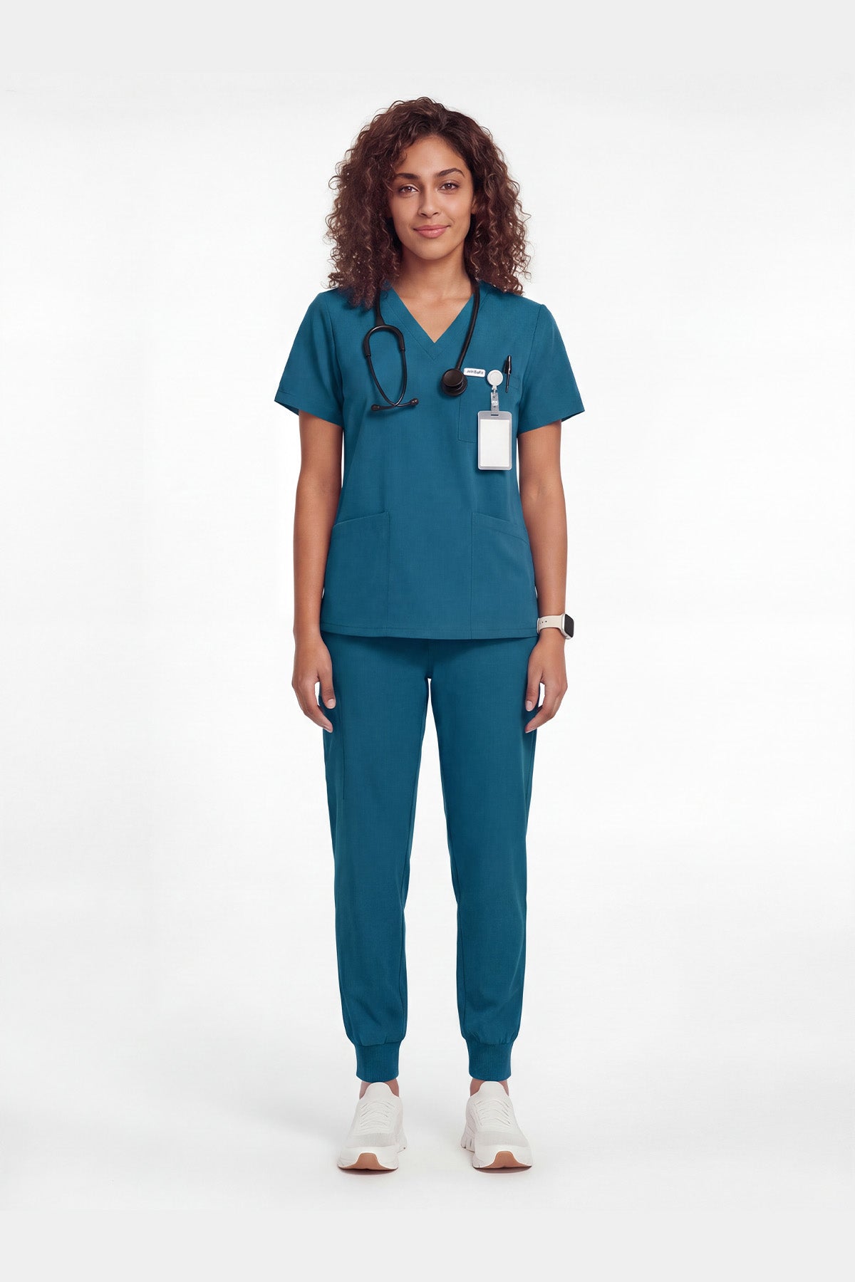 JelriSoFit Free Uniformes Médicos – Mujer Azure Blue, Bolsillos amplios