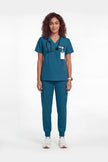JelriSoFit Free Uniformes Médicos – Mujer Azure Blue, Bolsillos amplios