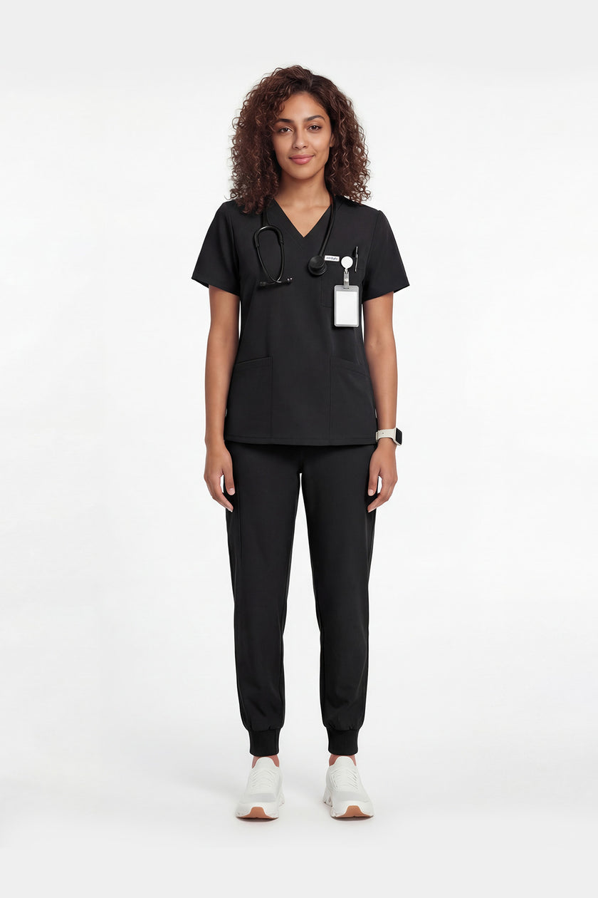 JelriSoFit Free Uniformes Quirúrgicos – Mujer Negro, Aberturas laterales
